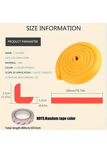 Chuangyinshop Beige 78.74 Inç L Şekilli Köşe Koruyucu, Masa Ve Duvar Çarpışma Önleyici Şerit Bej