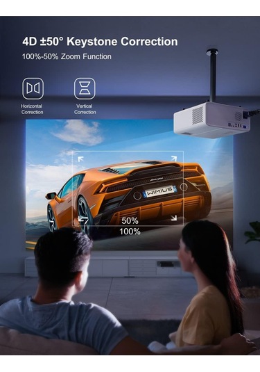 Wimius W7 Yerel 1080P 4K Destekli - 5G Wifi Bluetooth Projektör