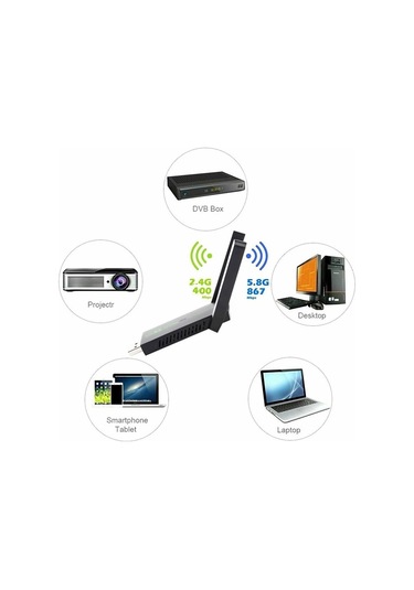 Usb Wireless Adaptör Wifi5 Ac1300 Mbps Dual Bant Usb Adapter 2.4g -5g