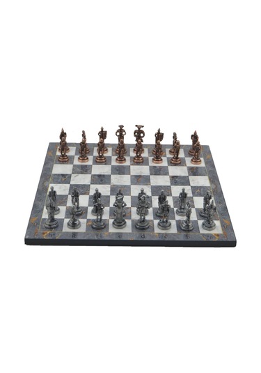 Gifthome Metal Satranç Takımı-seti orta ispanyol antik gri Mermer