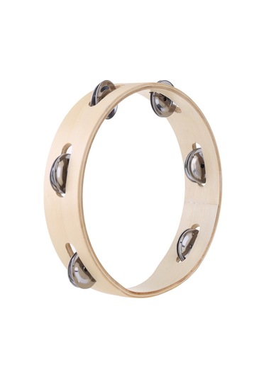 Vkemall Çocuklar İçin 8" El Tipi Ahşap Başsız Tef Zili Metal Tek Sıralı Jingle-çok Renkli