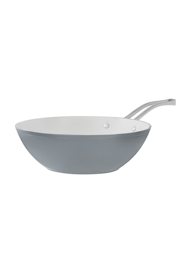 Madame Coco Nano Seramik Wok Tava - Gri/beyaz - 28 Cm Çok Renkli