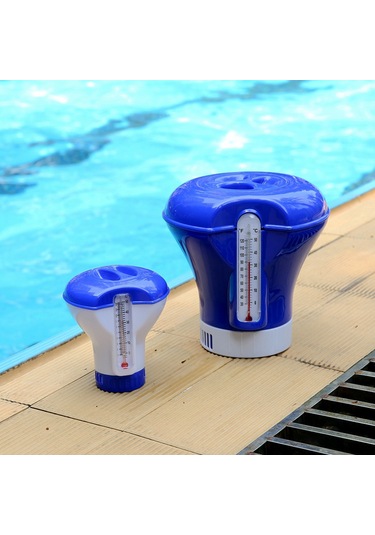 Yüzer Dağıtıcı Yüzer Şamandıra Havuz Spa Klor Tableti Dağıtıcı Floater Dahili Termometre İle F/c Ekranı İle