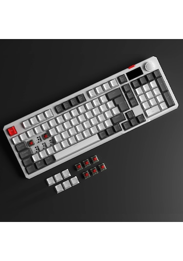 Loyal Pro Beyaz/gri 3 Bt + 2.4 Ips Ekranlı Red Switch Rgb Mekanik Kablosuz Klavye