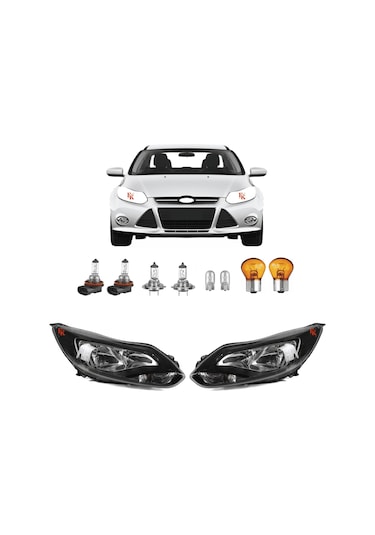 Ford Focus 3 Ön Far Lamba Siyah Zemin Sağ Sol Takım 2011--2015
