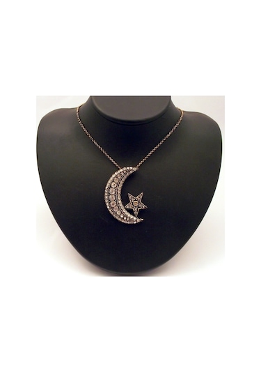 Ay Yıldız Elmas Montür Kolye Sevgiliye Sarı