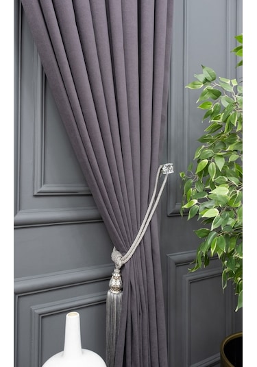 Taç Fon Perde - Gri