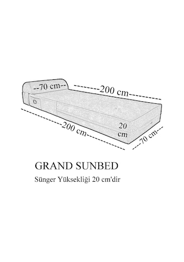 Mirzade Grand Sunbed Güneşlenme Minderi-koyu Gri Diğer