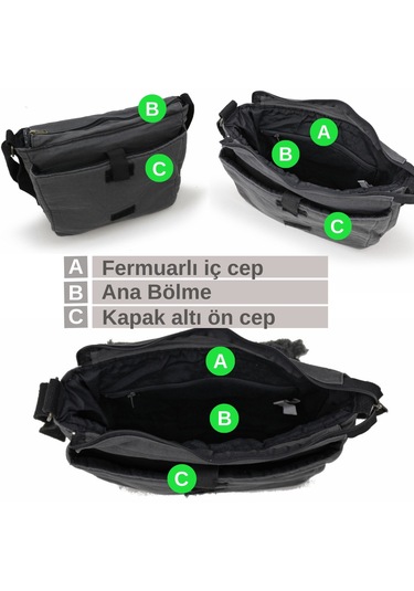 Old Cotton Cargo 7136 Gri 14 İnç Laptop Günlük Omuz Okul Çantası Grı