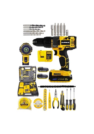 Stilmax STM5882E Çift Akülü Lion Batarya Turbo Şarjlı Darbeli Matkap + Set