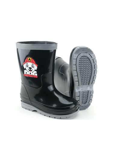 Gezer Erkek Çocuk Kışlık Pvc Su Gecirmez İçinde Harici Çıkarılabilir Çoraplı Yağmur Bot Çizme Siyah