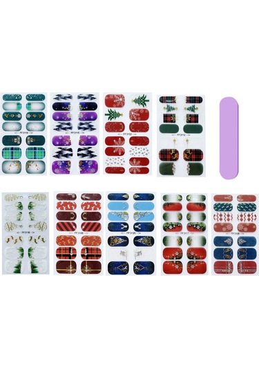 Yifomall Noel Temalı 3d Tırnak Sanatı Sticker Seti - 9 Farklı Desen Ve Mini Tırnak Törpüsü İçeren Dıy Manikür Kit