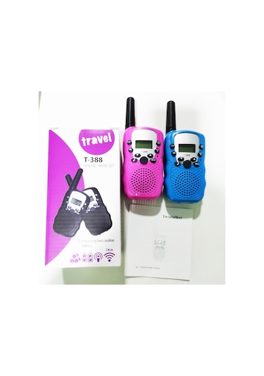 Tenfowee Çocuklar İçin Taşınabilir T388 Walkie Talkie, Eğlenceli Oyun Zamanı, Siyah, 2'li Paket