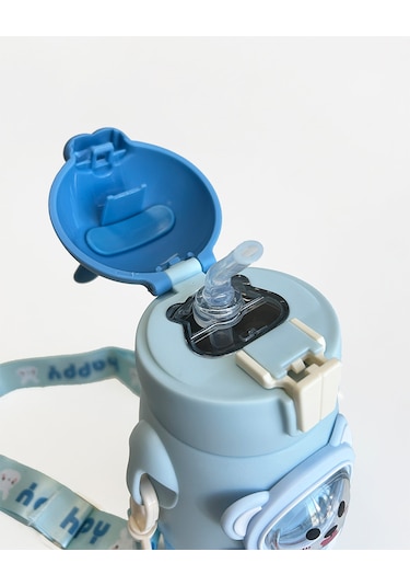 Mavi Tavşan Kulaklı Çocuk Termosu Paslanmaz Çelik Mavi