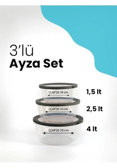 Kapris Ayza 593 Yuvarlak Saklama Kabı Seti 3'lü Taupe Kahverengi