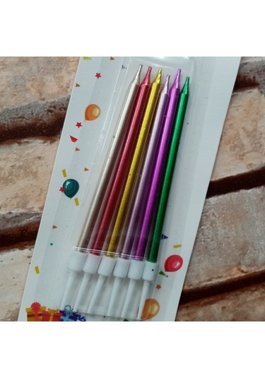 Vıp Kalite Parlak Metalik Renkli Pasta Mumu 6 Adet Renkli Doğum Günü Mumu Decor Multi Color Bırthday Candle