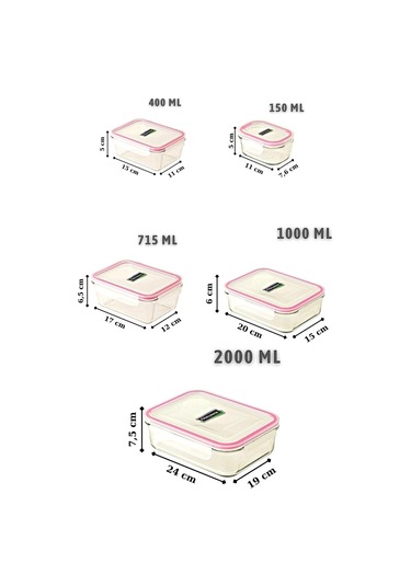 Glasslock Dikdörtgen Cam Saklama Kabı Set 5'li