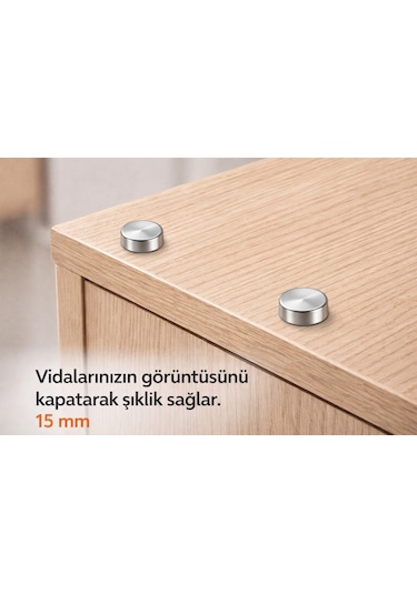 Vida Kapağı Kapatıcı 15 Mm 10 Adet - Parlak Krom Vida Tapası 0-0