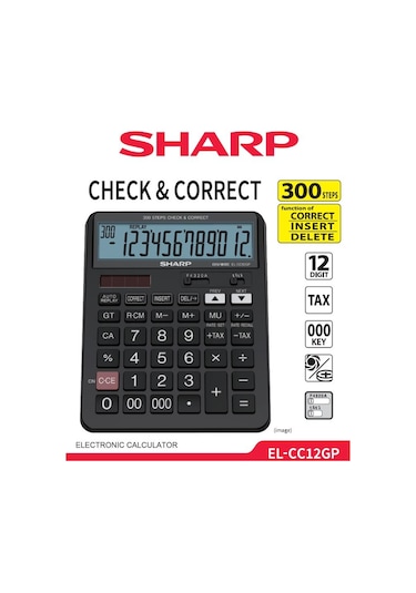 Sharp EL-CC12GP 12 Hane İşlem Kontrollü Masaüstü Hesap Makinesi