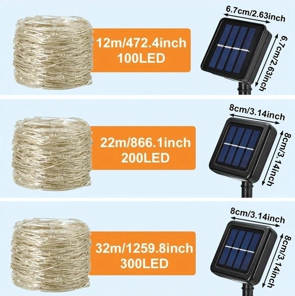 Trendooze Güneş Enerjili Led Bahçe Aydınlatma 8 Mod 100 Led 472 İnç Dekor, Mavi Renk Versiyon