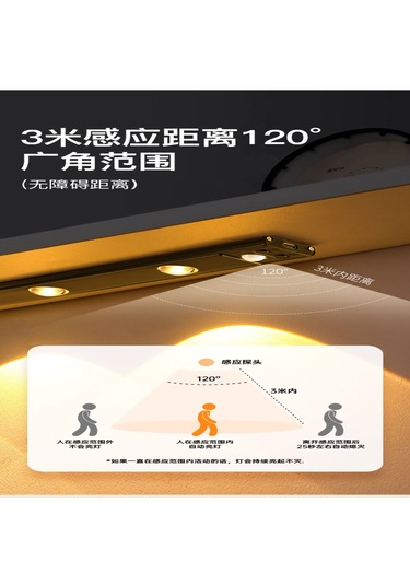 Geeksen Kablosuz Şarjlı İnsan Algılayıcı Led Strip 2'li Paket - Otomatik Aç-kapa, Oturma Odası Dolap Banyo Işığı Siyah Siyah