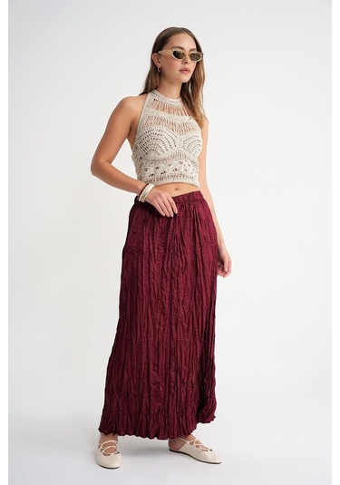 4623 Kadın Kraşlı Düz Saten Etek Bordo Bordo 4623 Kadın Kraşlı Düz Saten Etek Bordo Bordo