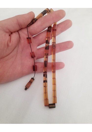 Soma Tesbih Kesme Model Çift Renk Ateş Kehribar Tesbih... Ölçü : 7 X 10,5