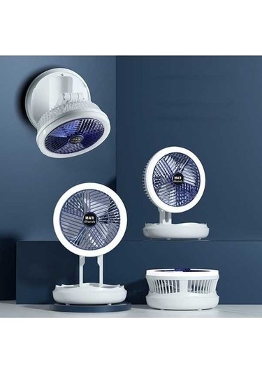 Ebitda Taşınabilir Katlanır Masaüstü Vantilatör - 4 Hız Ajust. Gece Lambası - Type-c Şarj - Beyaz