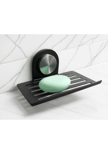 Kitaro Kendinden Yapışkanlı Ve Vidalı Sabunluk Silindirli Mat Siyah Siyah