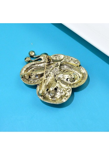 Yeşil Blucome Yeni Kelebek Broş Kadınlar Için Vintage Inci Renkli Rhinestone Sevimli Böcek Düğün Rahat Broş Pins Takı