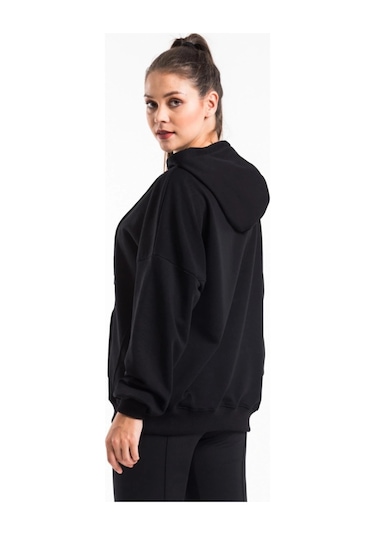 Caya Kadın Siyah Kapüşonlu Sweatshirt Cy84194 Siyah