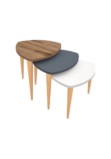 Flora ROLL  Sehpa Ahşap Ayaklı Üçlü Zigon