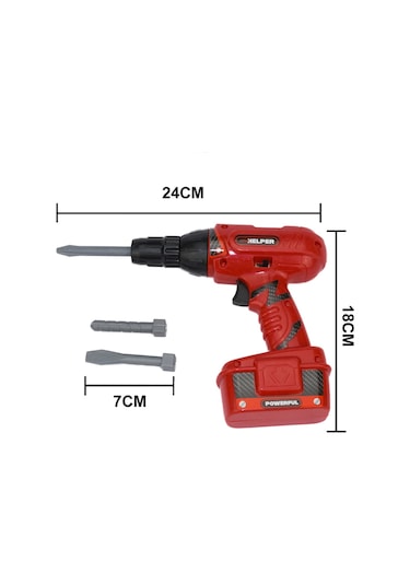 Helper 8 Parça Pilli Matkap Vidalama Tamir Seti Kırmızı Matkap Eğ