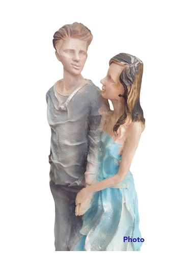 Polyester Etekli Sevgili Sarılmış Çift Biblo Obje 41cm