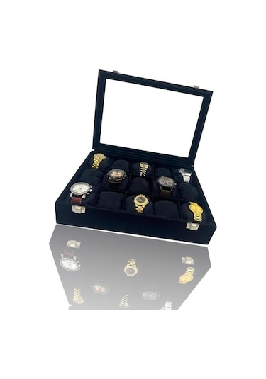 Richbo x 15'li Saat Kutusu Süet Siyah