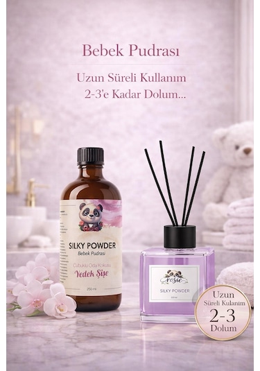 Bebek Pudrası Çubuklu Oda Kokusu 250 Ml Refil Ve 100 Ml Difüzör Şişe Fresh