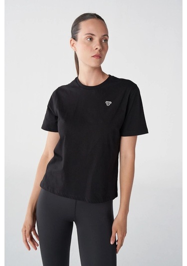 Hummel T-ıc Icona Boxy Unity Kadın Siyah Yuvarlak Yaka Tişört 911867-2001 Siyah