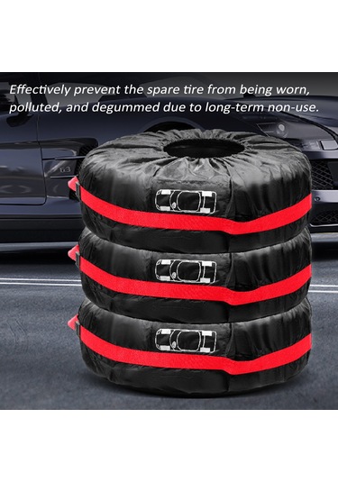 Dianziye Araba Rehber Lastik Koruması - 190t Poliester, Su Geçirmez, 19-23 İnç 80cm Çap , Kırmızı, Tekli Paket