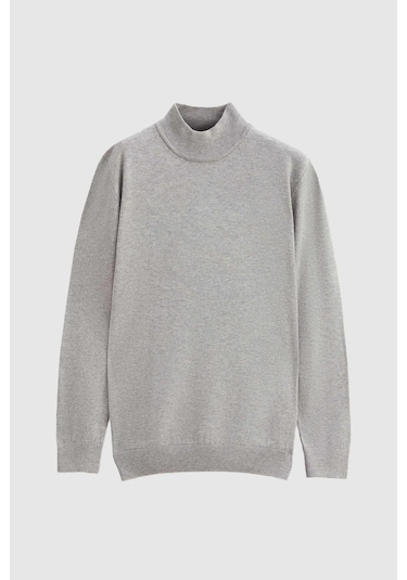 Classics Men Regular Fit Yarım Balıkçı Yaka Basic Triko Kazak-7125 Gri