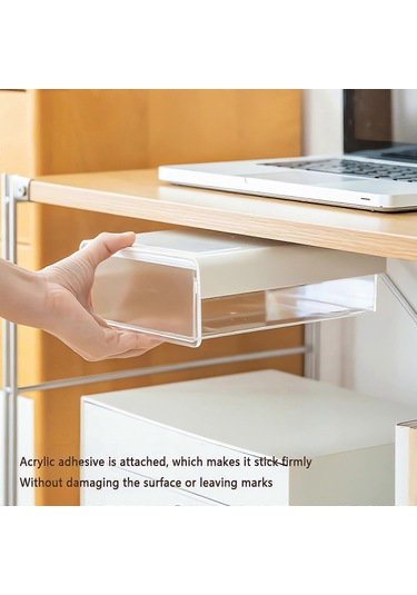 Ganzhoushop Masa Altı Çekmece Saklama Kutusu Gizli Etiket Masa Altı Çeşitli Eşya Saklama Rafı İş İstasyonu Saklama Kutusubeyaz