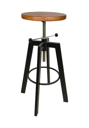 Helen Bar Sandalyesi Bar Taburesi Ahşap Oturak Çok Renkli