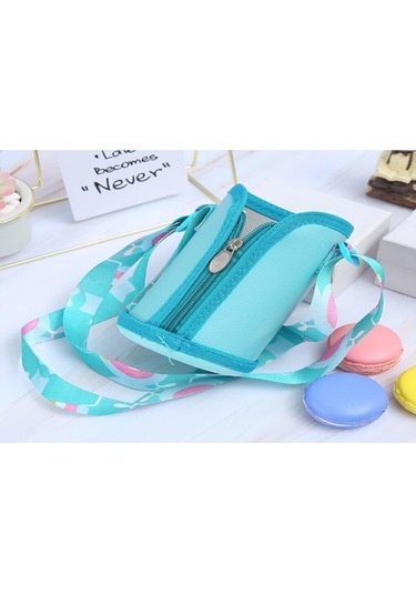 Hangfox Mavi Aslan Desenli Çocukluk Çağı Paslanmaz Çelik Termos Bardak, İki Kapaklı Şişe, Şarjlı İçecek Borusu İle Mavi