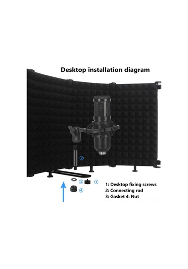 Hfambition Mikrofon Gürültü Engeli 3 Kapaklı Akustik Absorbör - Kayıt Ve Canlı Yayın Ses Kalitesi Artırıcı Spreyli Koruyucu 10"