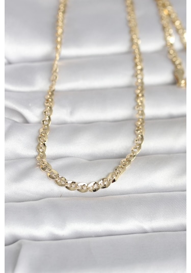 Cm 14k Gold Renk Yassı Oval Zincirli Model 60 Cm Kadın Kolye Diğer