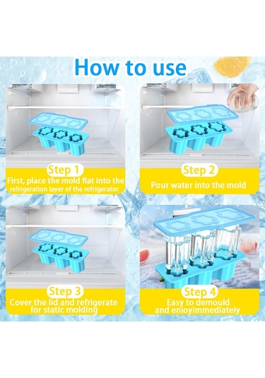 Sones Stanley Silikon Buz Bölmesi Büyük Kapasiteli Kapaklı Buz Kalıbı İçin, Stil: Bardak Yeşil Diğer