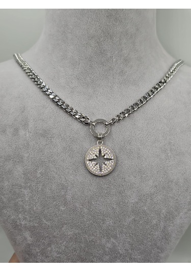 14k Altın Kaplama Gurmet Zincirli Mina Kolye Altın