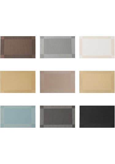 2/4/6 Adet Dikdörtgen Placemat Restoran Yıkanabilir Pvc Dayanıklı Yemek Masası Örgü Paspaslar Çerçeve Teslin Disk Kase Coaster Kaymaz Ped Mavi