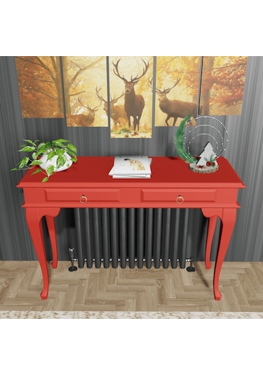 Roys Ahşap 100 Cm Kırmızı Çekmeceli Petek Üstü Yüksek Dresuar Kırmızı