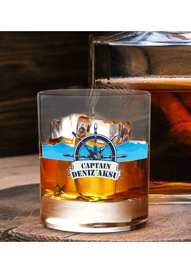 Bk Gift Kişiye Özel İsimli Dtf Kaptan Tasarımlı Viski Kadehi-4, Arkadaşa Hediye, Sevgiliye Hediye Kobitmeyencom30363 Bk Gift