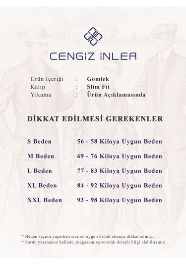 Cengiz İnler Standart Yaka Slim Fit Cepsiz Düz Erkek Gömlek 001